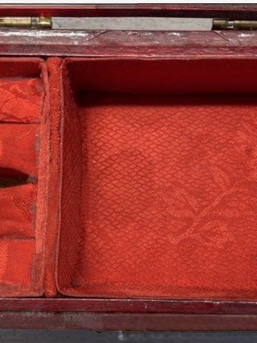 Antique-Style Red wood Jewelry Box with Brass Accents